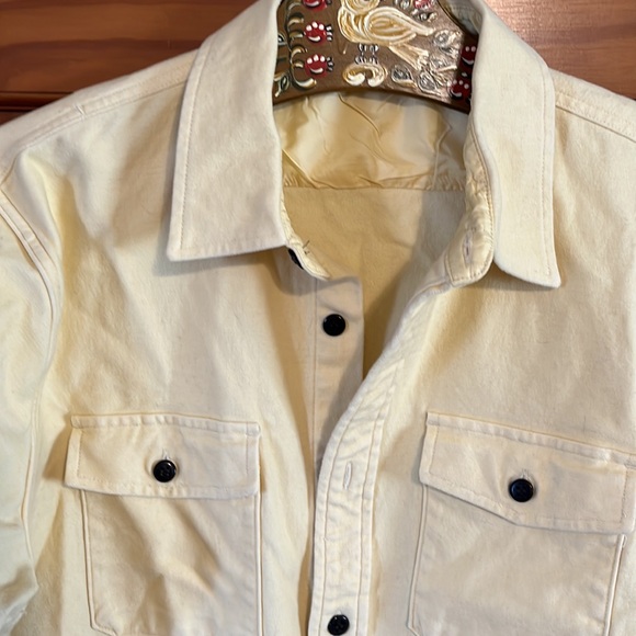 Lands end men’s flannel size large 42-44, heavy weight, light yellow - Picture 2 of 7